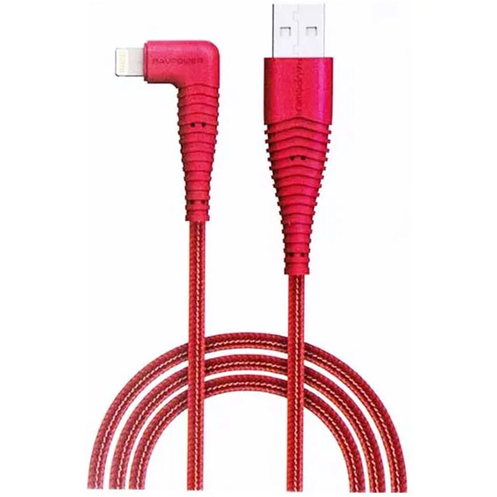 RAVPower Nylon Braided 90deg USB Cable with Lightning Connector RP-CB013 Red — Bakı