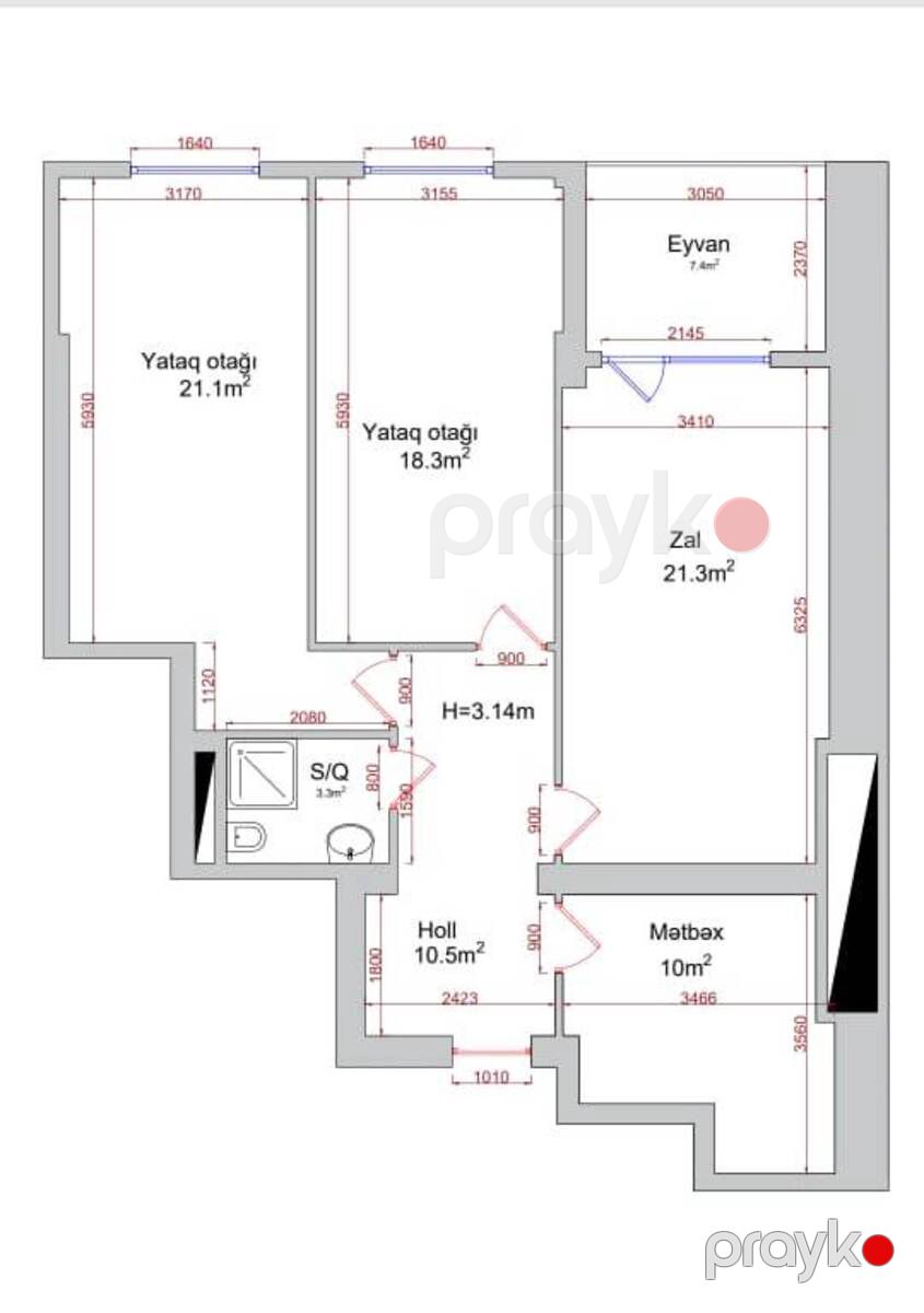 Satılır 2 otaqlı yeni tikili 104.2 m² — Mənzil, Bakı (4)