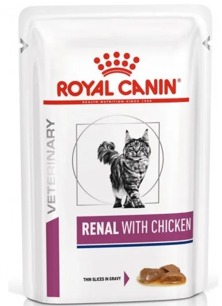 Xroniki böyrək çatışmazlığı olan pişiklər üçün Royal Canin Renal yaş pəhriz yemi toyuqla, 85 q — Bakı
