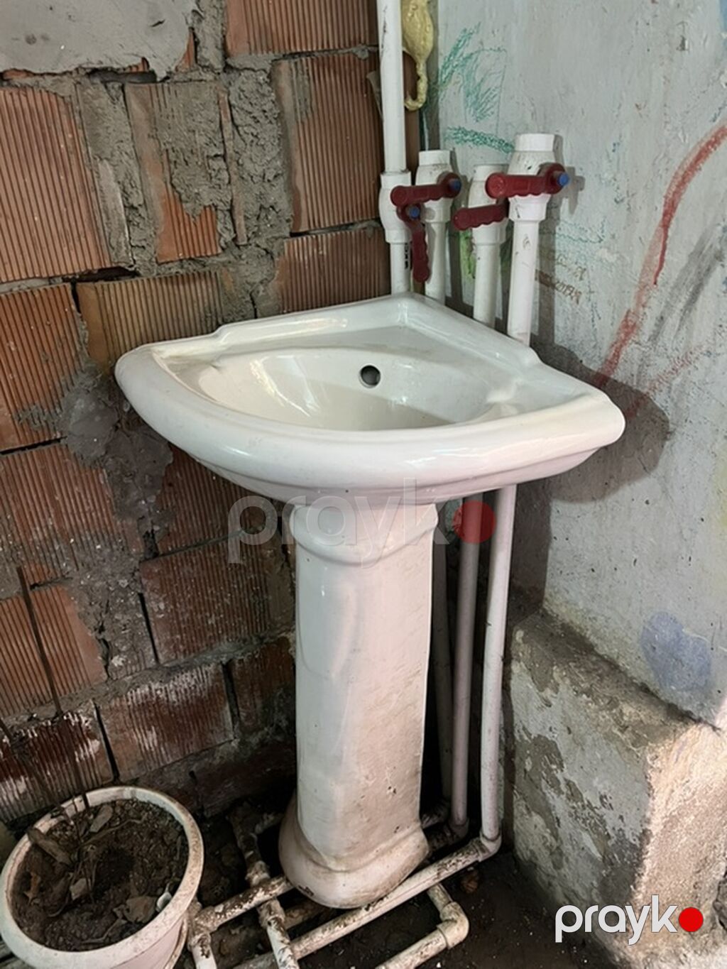 Keramik ayaqlı əl-üz yuma lavabosu - Material: parlaq ağ — Lavabolar, Digah (2)