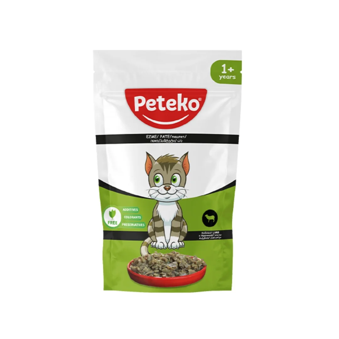 Peteko wet food for adult cat’s with lamb in jelly yaş yem üçün böyüklər üçün pişiklər ilə quzu ilə jele, 85 q — Zoo.az — Cats