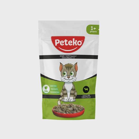 Peteko wet food for adult cat’s with lamb in jelly, yetkin pişiklər üçün yaş yem, jele içində quzu əti ilə, 85 q — Kediler