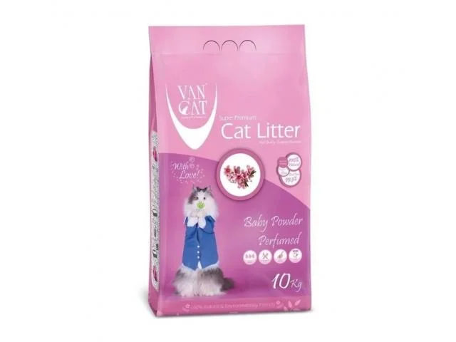 Van Cat körpə pudrası ətirli təbii topalaşan pişik qumu, 10 kq — Bakı