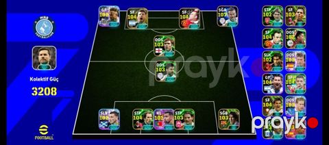 EFootball mobil hesabı – güclü heyət və valyuta - Kollektiv güc: 3208