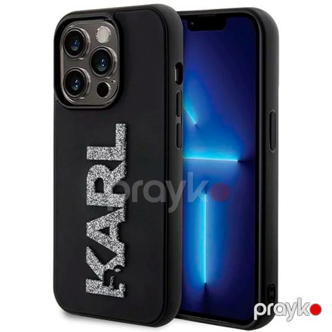 Karl Lagerfeld 3D Glitter Karl Logo Case for iPhone 15 Pro Max Black — Bakı