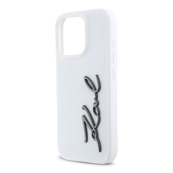 Karl Lagerfeld Silicone Case With Metal Signature Logo For iPhone 16 Pro Max (KLOHCP16XSCMSMVH) White — Mallar, Bakı (4)