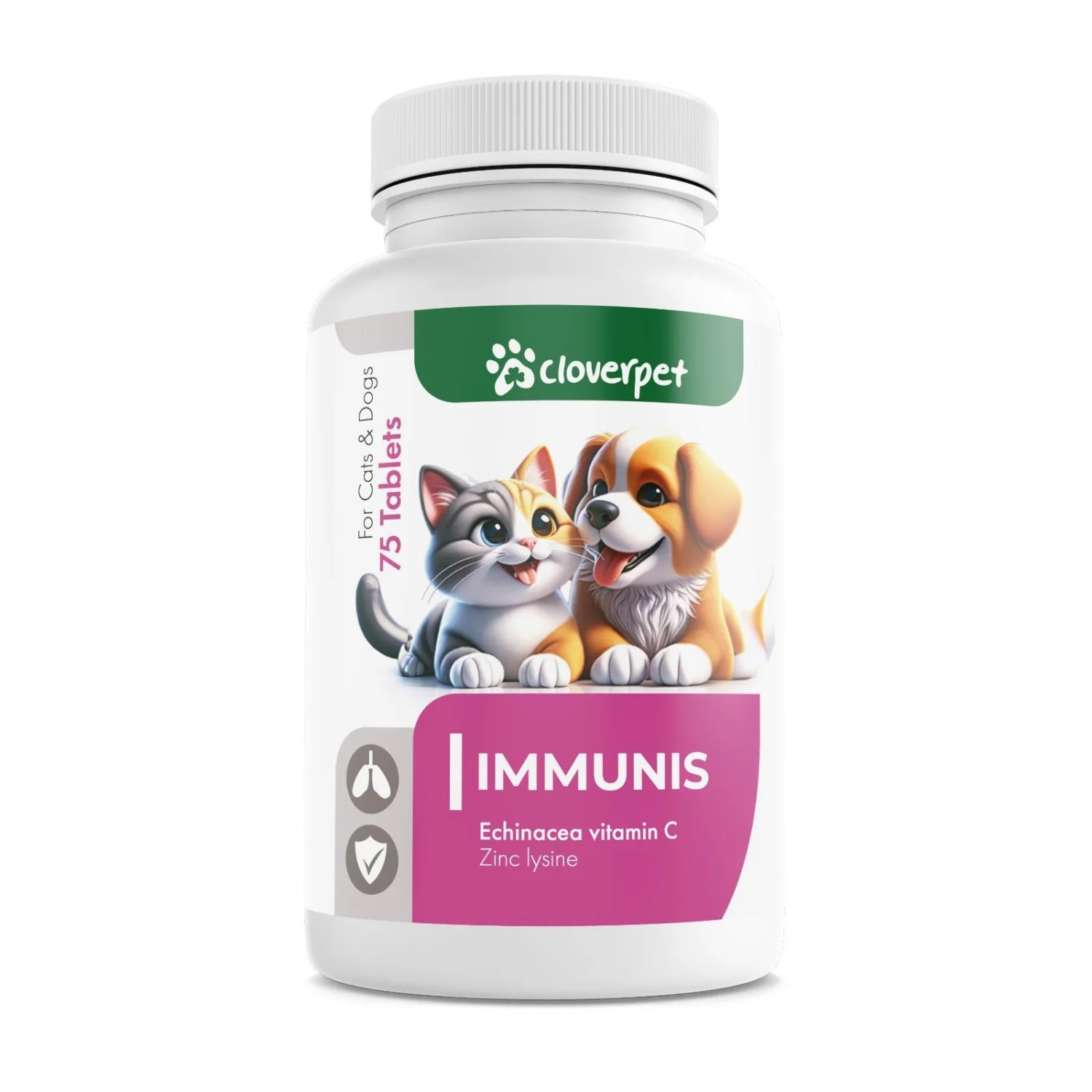 Cloverpet Immunis Exinacea İtlər və Pişiklər üçün C Vitamini Sink Lizin, 75 Tablet — Bakı