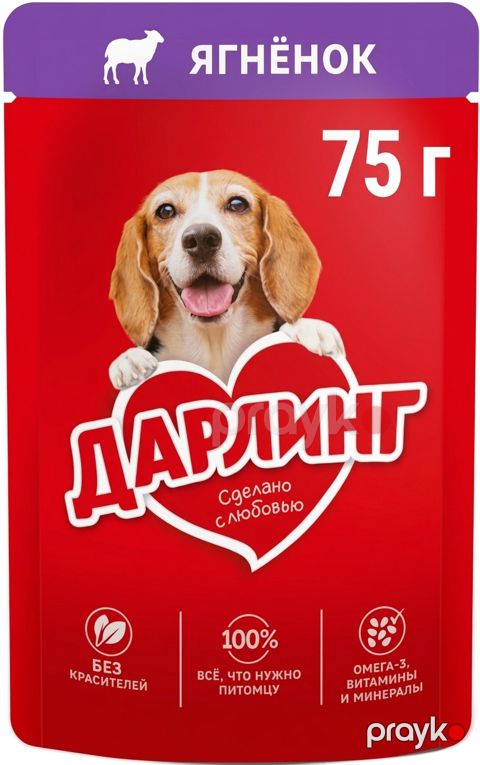 Nəm yem Purina Darling, bütün cins itlər üçün, quzu əti ilə, 75 qr — Bakı