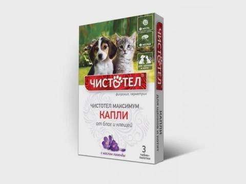 Çistotel Maksimum, bala itlər və pişik balaları üçün birə və gənələrə qarşı damcılar, 1 pipet — Cats