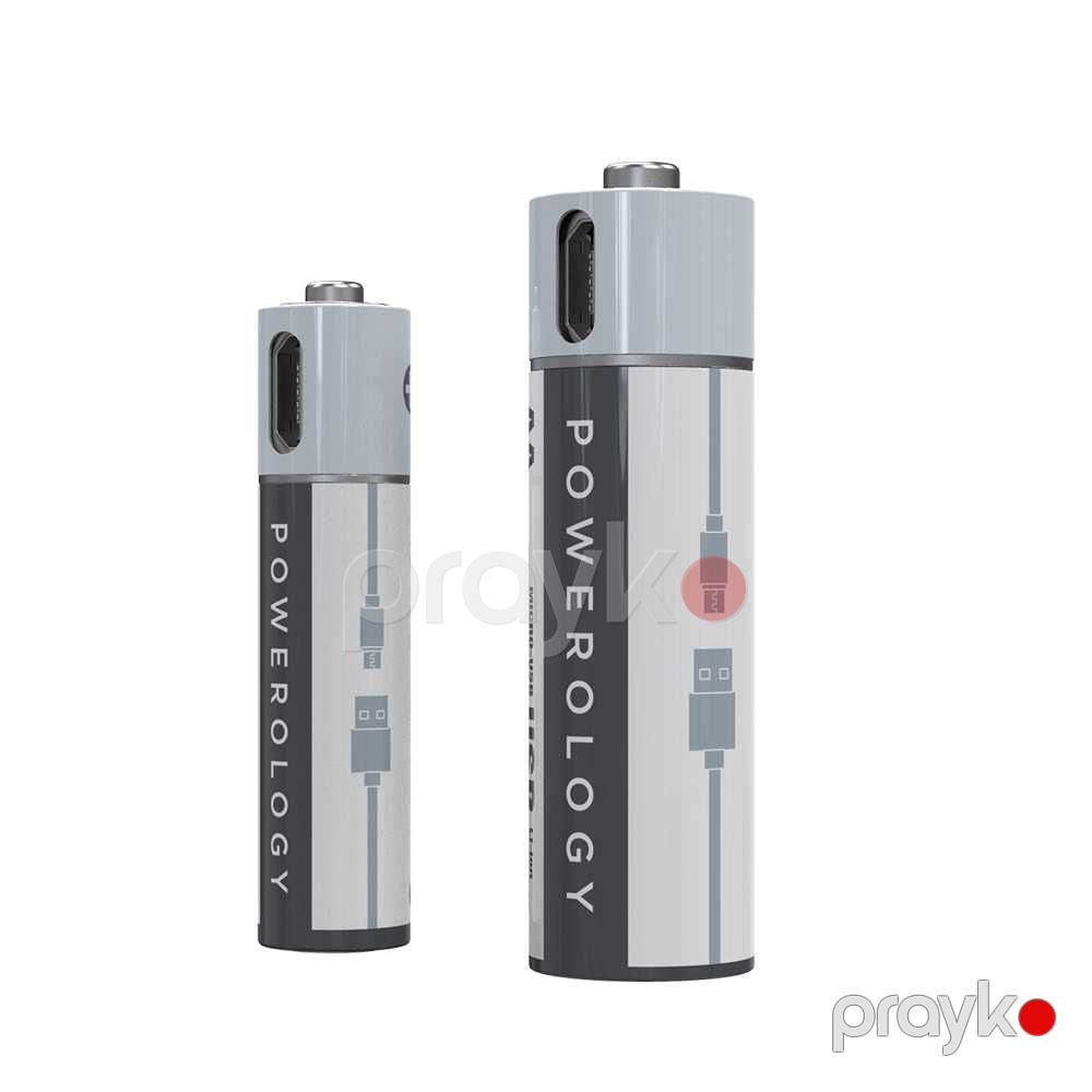 Powerology USB ilə Şarj oluna bilən AAA Batareya (PRUBAAA4) Ağ — Mallar, Bakı (2)