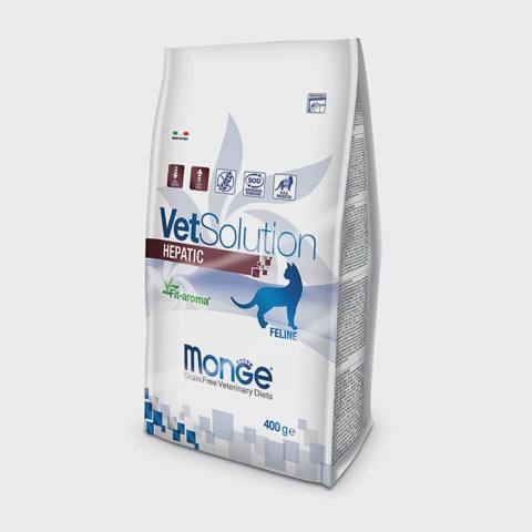 Monge VetSolution Cat Hepatic, xroniki qaraciyər çatışmazlığında qaraciyər funksiyasını dəstəkləmək üçün pişiklər üçün tam rasionlu quru pəhriz yemi, 400 q — Cats