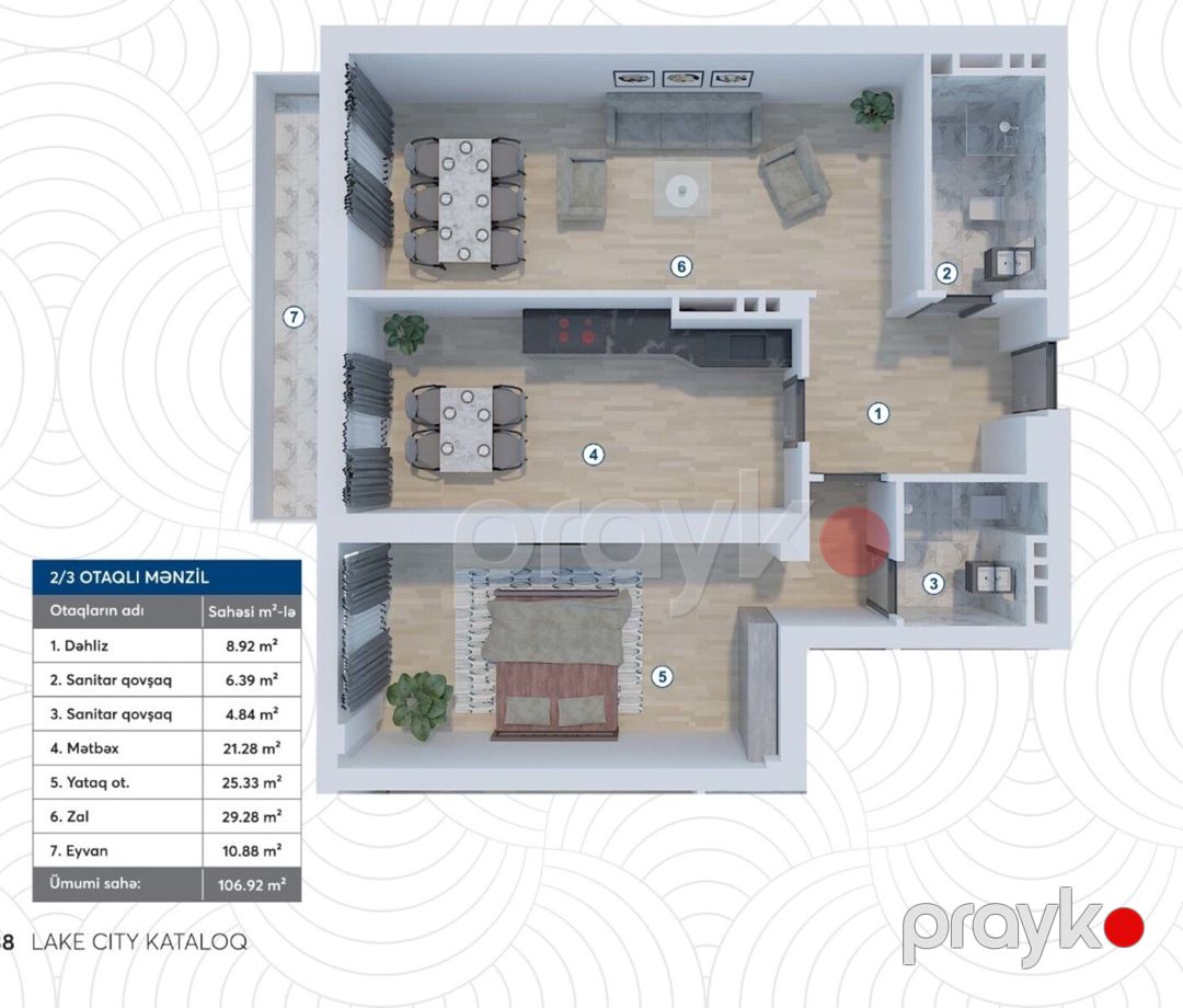 Satılır 3 otaqlı yeni tikili 107 m² — Mənzil, Bakı (3)