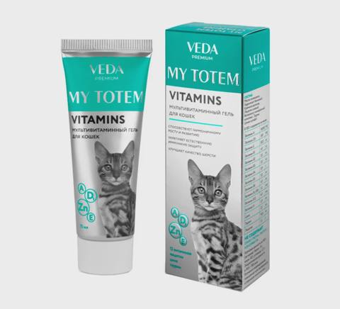 Veda MY Totem, Vıtamıns, pişiklər üçün multivitamin gel, qablaşdırma 75 ml — Мышыктар