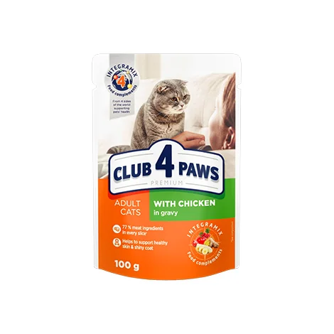 Club 4 Paws Yaş Pişik Yemi Toyuq ilə Zərif Sousda, 85 q — Bakı