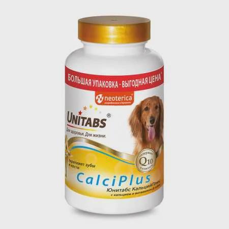 UniTabs CalciPlus (Q10), itlər üçün kalsium və D vitamini ilə əlavə, 200 tablet — Pet supplies