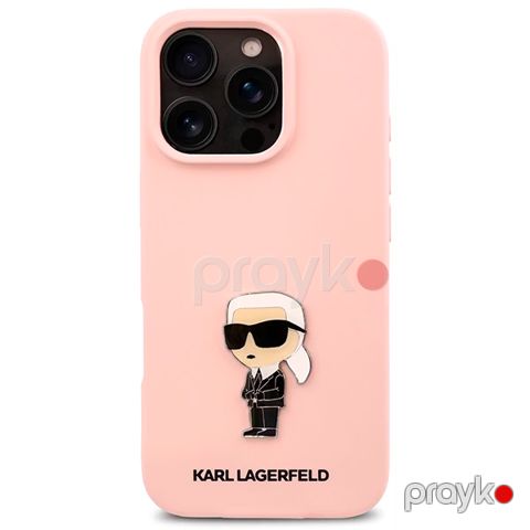 Karl Lagerfeld TPU Silicone Hard Case with Ikonik Logo For iPhone 16 Pro Max (KLOHCP16XSNIKBCP) Pink — Bakı