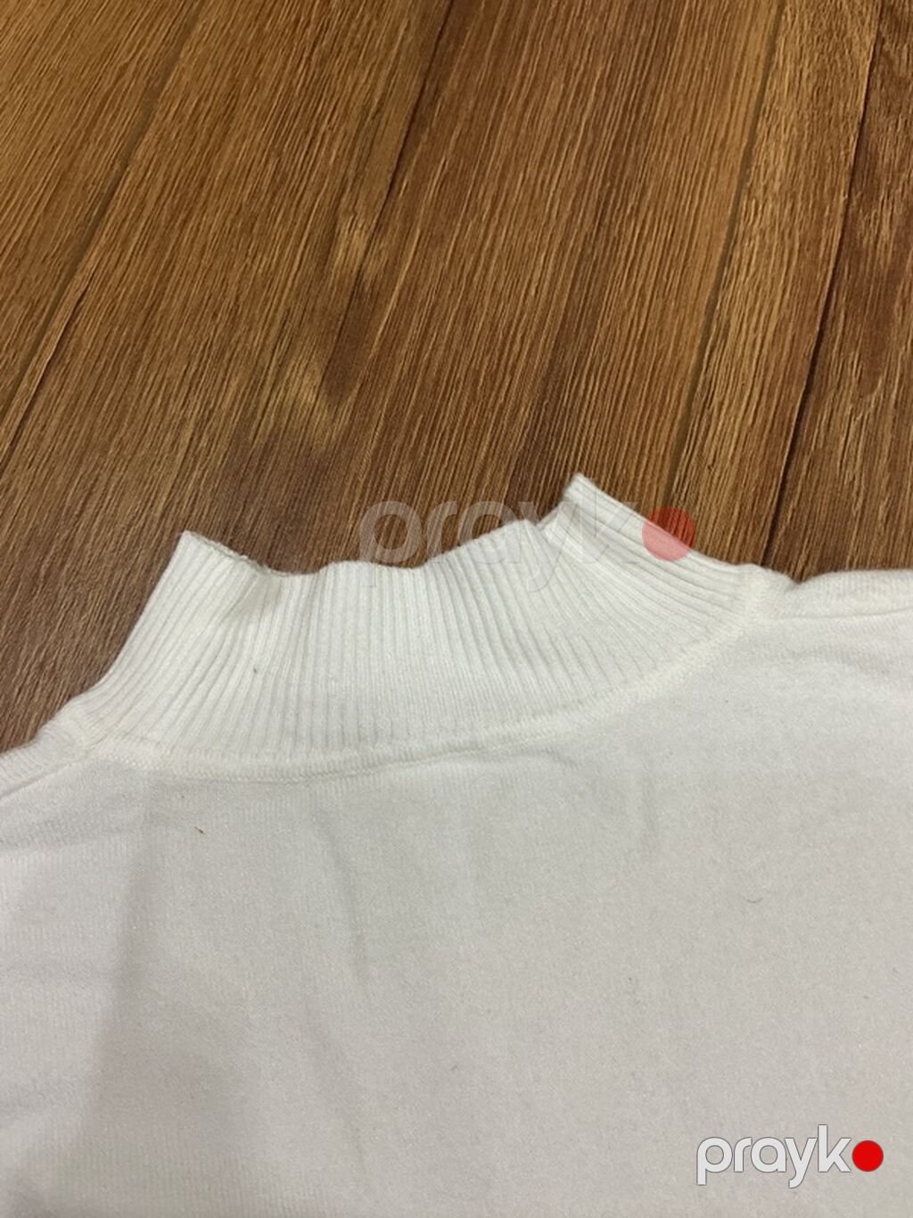 Ağ rəngli qısaqoll trikotaj sviter/bluz. - Yarım-balıqçı (mock neck) — Futbolka və polo, Bakı (3)