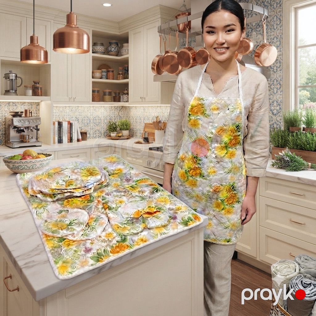 Mətbəx dəsti, kətan, sarı, 9 parça — Mallar, Bakı (2)