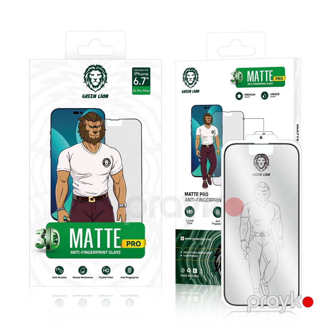 Green 3D AG/Matte HD Glass Screen Protector for iPhone 14 Pro 6.1" Clear — Mallar, Bakı (4)