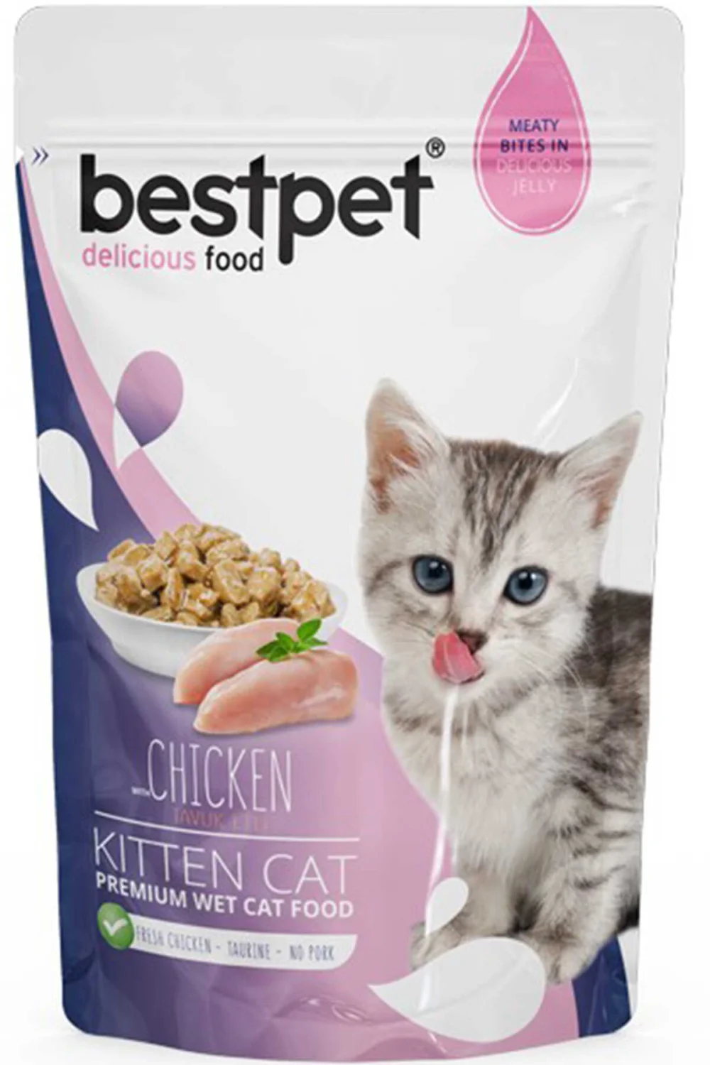 Bestpet Chicken Kitten pişik balaları üçün yaş yem, jele içində toyuq ilə, 85 q — Zoo.az — Cats