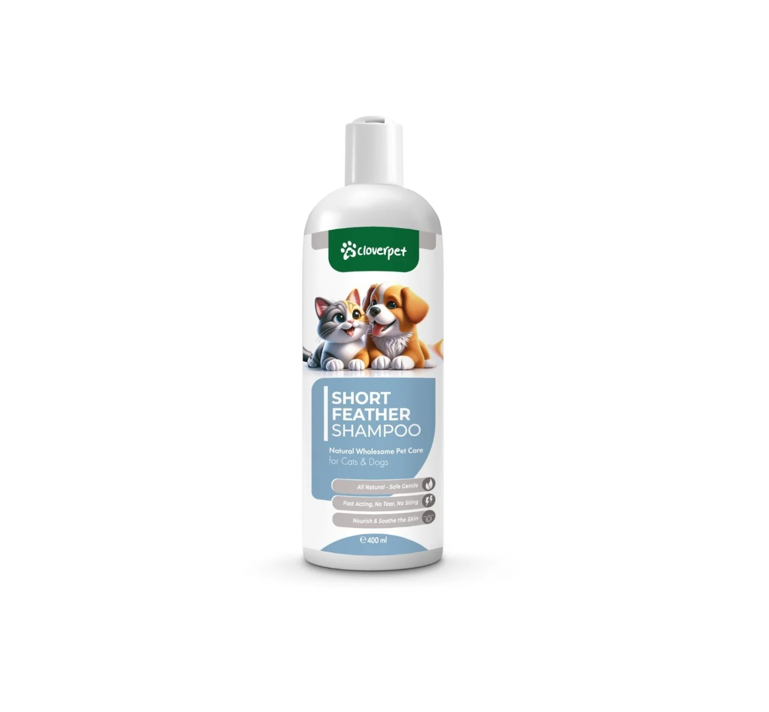 Pişiklər və itlər üçün Cloverpet Qısa Lələkli Şampun, 400 ml — Bakı