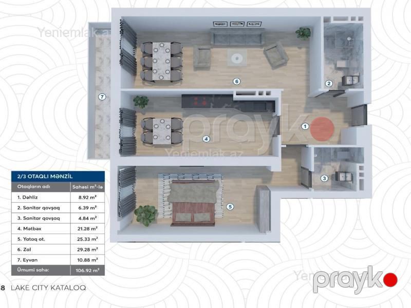 Satılır 3 otaqlı Bina evi menzil (Yeni tikili), 107 m², Nərimanov rayonu — Mənzil, Bakı (3)