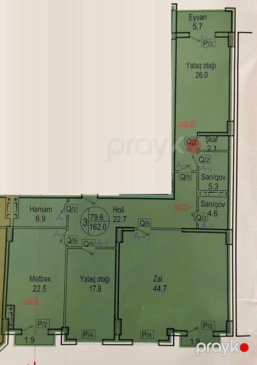 Satılır 3 otaqlı yeni tikili 162 m² — Mənzil, Bakı (3)