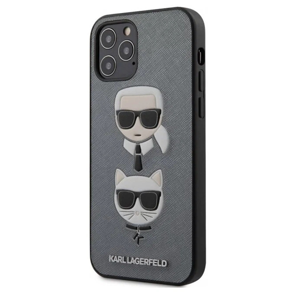 Karl Lagerfeld PU Saffiano Karl and Choupette Case (KLHCP12MSAKICKCSL) iPhone 12/12 Pro (Silver) Silver — Bakı