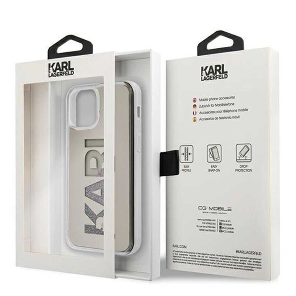 Karl Lagerfeld KLHCP12MKLMLGR iPhone 12/12 Pro 6.1 hardcase Mirror Liquid Glit Silver — Mallar, Bakı (3)