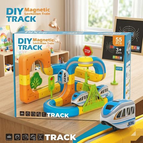 İnteraktiv oyuncaq qatar dəsti DIY Magnetic Levitation Train Track, USB şarjlı, 2+ yaş — Bakı