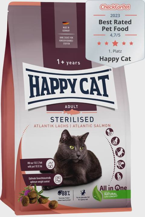 Happy Cat Sterilised Atlantic Salmon, sterilizə olunmuş pişiklər üçün quru yem, qızılbalıqla (çəki ilə) — Bakı
