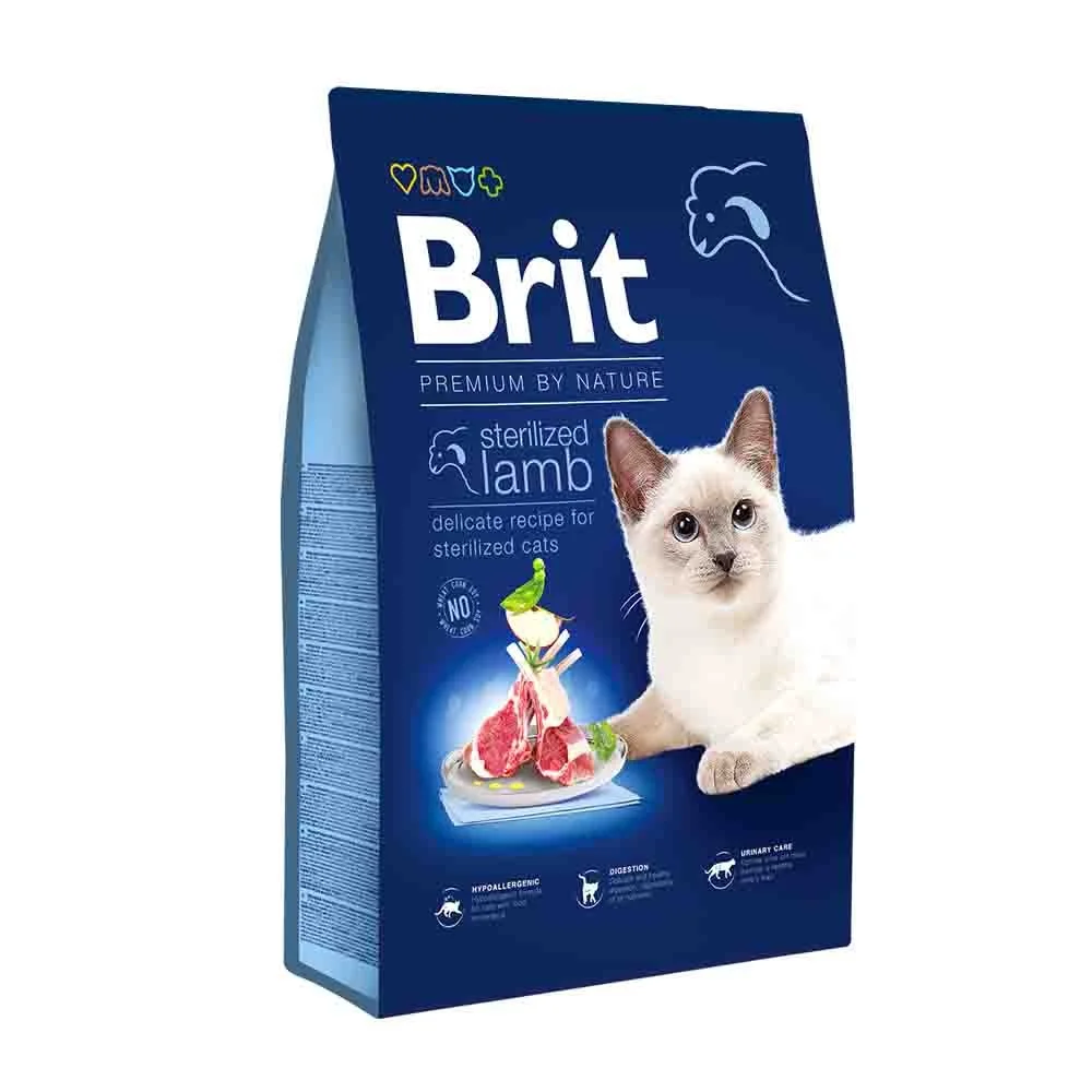 Brit Premium by Nature Cat Sterilized Lamb, sterilizə olunmuş pişiklər üçün quru yem, quzu əti ilə (çəki ilə) — Bakı