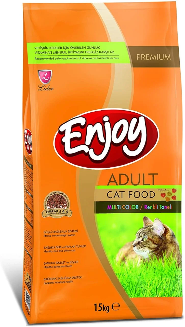 Enjoy Adult Cat, pişiklər üçün vitaminləşdirilmiş quru yem, omeqa-3 və omeqa-6 əlavələri ilə (çəki ilə) — Bakı