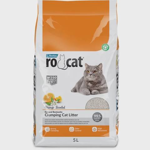 Rocat portağal ətirli topalaşan pişik qumu, 5 l — Мысықтар