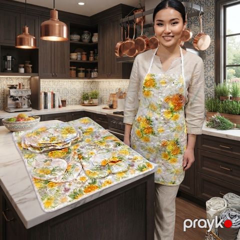 Mətbəx dəsti, kətan, sarı, 9 parça — Bakı