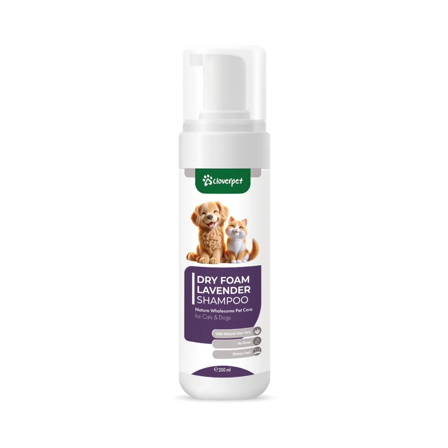 Cloverpet Köpüklü Lavanda Şampunu, itlər və pişiklər üçün, 200 ml — Bakı
