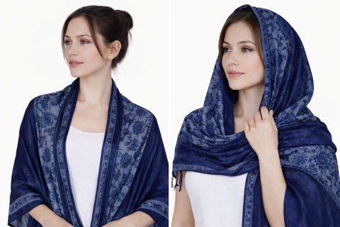 Şal, pambıq/velür, göy — Bakı