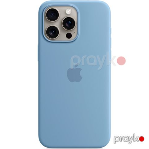 iPhone 15 Pro Max Silicone Case with MagSafe (MT1Y3ZM) Winter Blue — Bakı
