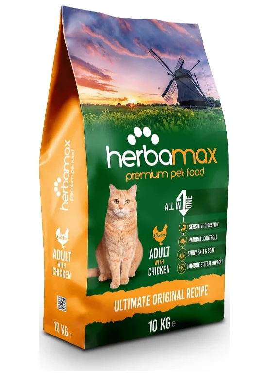 Herbamax Premium Adult Cat With Chicken, yetkin pişiklər üçün premium quru yem, toyuqla (çəki ilə) — Bakı