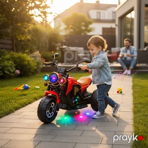 Uşaq elektrikli motosikl Ab8500 led işıqlı, musiqili, qırmızı, 2-7 yaş — Bakı