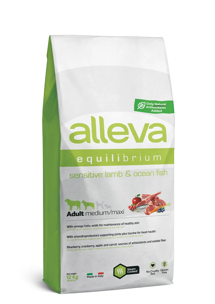 Alleva Equilibrium Sensitive Lamb & Ocean Fish, orta və iri cinsli yetkin itlər üçün tam quru yem, quzu və okean balığı ilə (çəki ilə) — Bakı