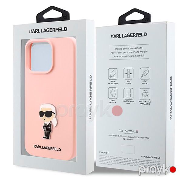 Karl Lagerfeld TPU Silicone Hard Case with Ikonik Logo For iPhone 16 Pro Max (KLOHCP16XSNIKBCP) Pink — Mallar, Bakı (4)
