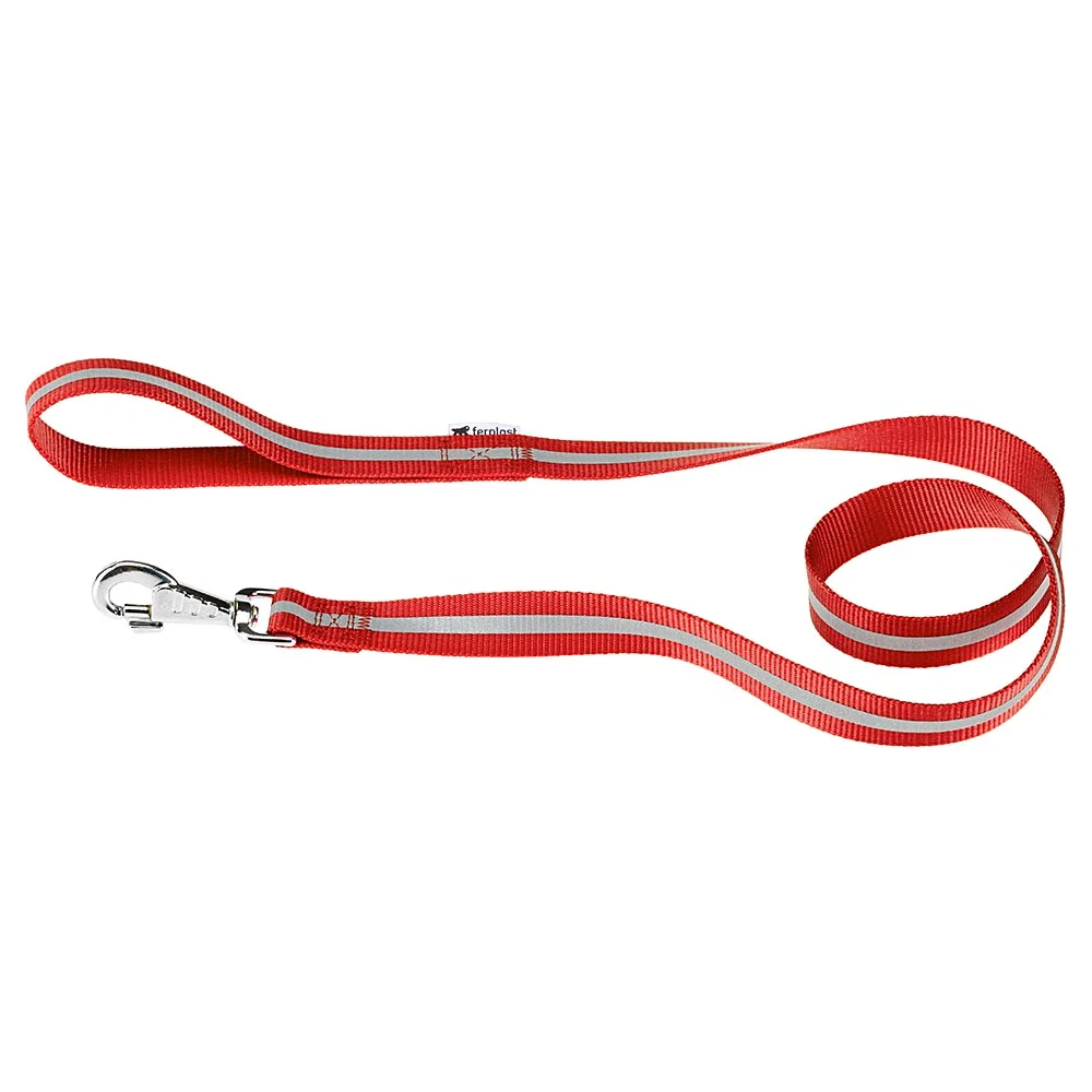 Ferplast Club Reflex 25/120 qırmızı rəngli, əks etdirici zolaqlı qayış — Zoo.az — Товары для животных