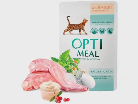 Optimeal, ağ sousda dovşan ilə, 85 q — Cats