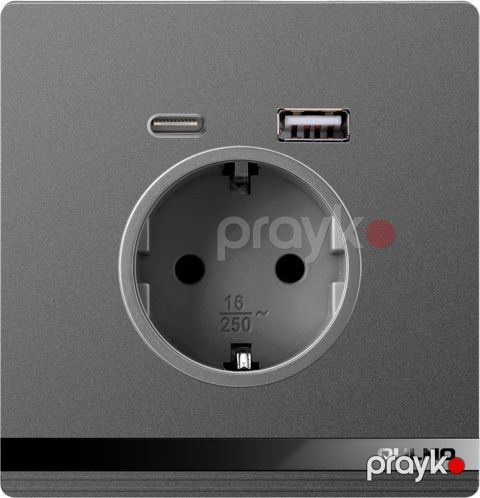Elektrik + USB + type c taxıc yuvası aulmo karbon boz 16A dərin — Bakı
