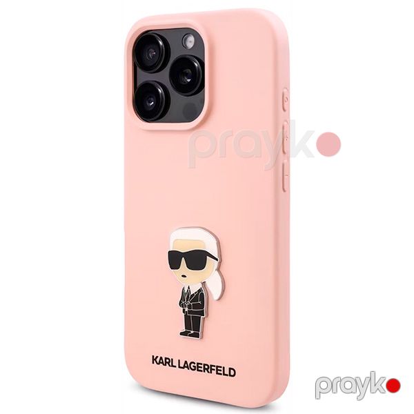 Karl Lagerfeld TPU Silicone Hard Case with Ikonik Logo For iPhone 16 Pro Max (KLOHCP16XSNIKBCP) Pink — Mallar, Bakı (2)