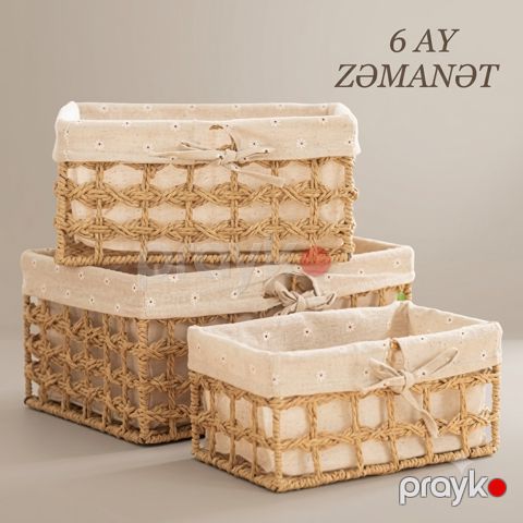 Saxlama qutusu, krem, 26x16x12/30x20x14/35x25x17 sm, 3 əd — Bakı
