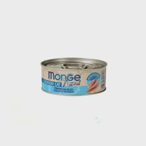 Monge Cat Natural Senior Tuna with Anchovies, yaşlı pişiklər üçün jele içində ançous ilə ton balığı filesi, 80 q — Мышыктар
