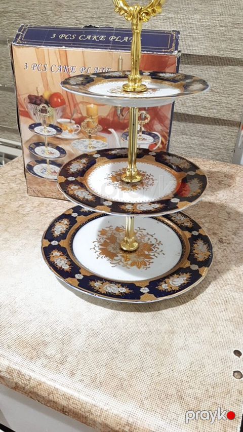 Tort və şiriniyyat qabı, rəng - Qızılı, Keramika — Bakı
