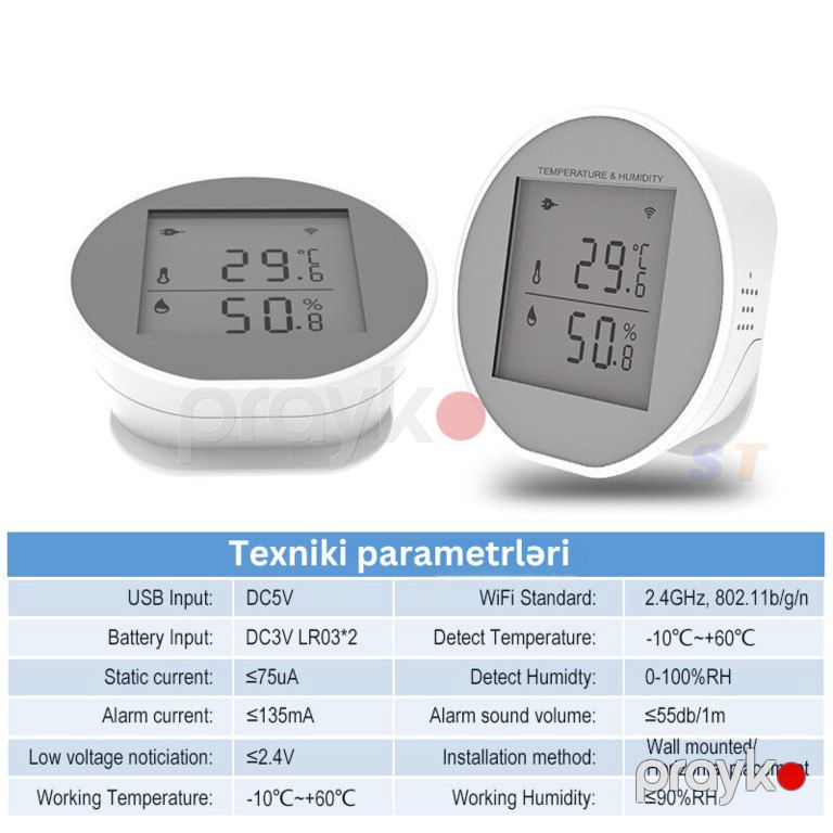 Ağıllı WiFi temperatur və nəmişlik sensoru — Ağıllı ev və təhlükəsizlik, Bakı (7)